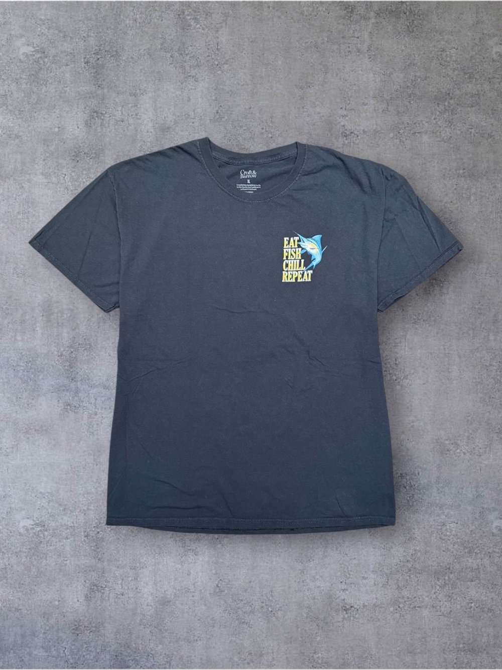 croft & barrow Navy Short-Sleeve 'Eat Fish Chill Repeat' Graphic Tee